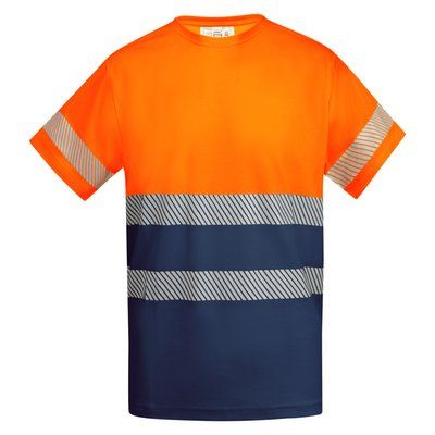 Camiseta Alta Visibilidad Manga Corta Marino/Naranja Fluor 4Xl