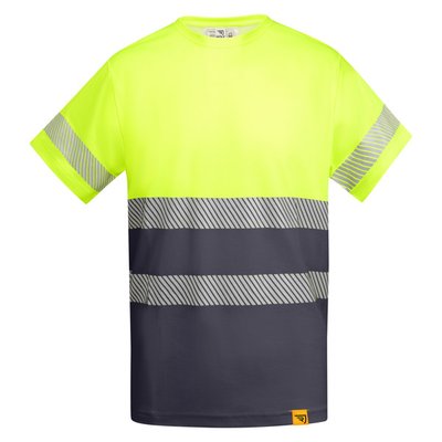 Camiseta Alta Visibilidad Manga Corta Plomo/Amarillo Fluor 3Xl