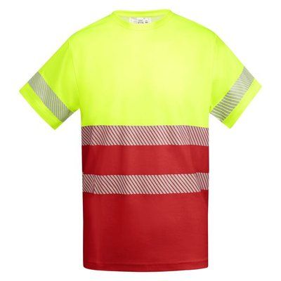 Camiseta Alta Visibilidad Manga Corta Rojo Laboral/Amarillo Flúor 2Xl