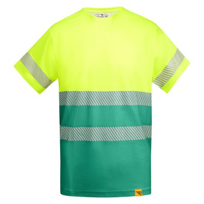 Camiseta Alta Visibilidad Manga Corta Verde Jardín/Amarillo Flúor 2Xl