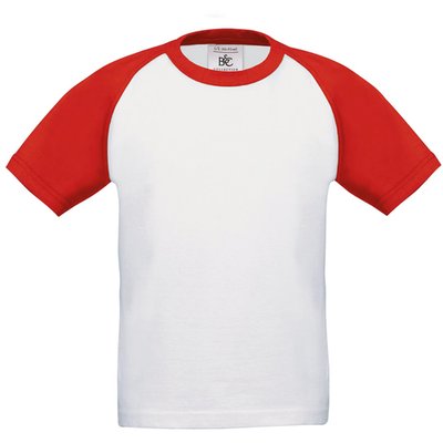 Camiseta Baseball niños algodón White / Red 3/4 Ans