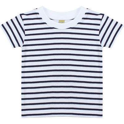 Camiseta de bebé a rayas de algodón White / Oxford Navy 6/12M