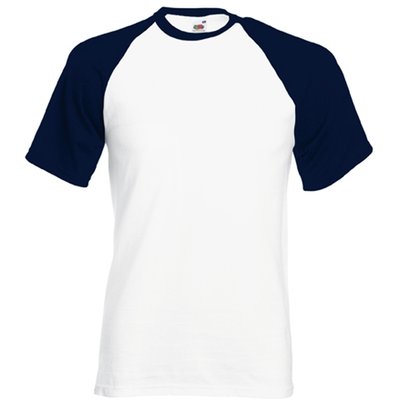 Camiseta de Béisbol Cuello y Mangas Contrastadas White / Deep Navy 3Xl