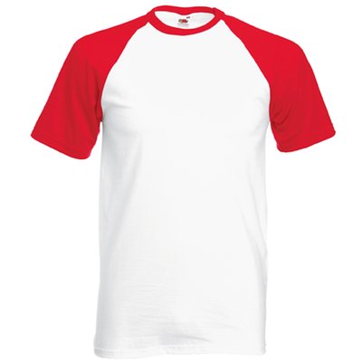 Camiseta de Béisbol Cuello y Mangas Contrastadas White / Red Xxl
