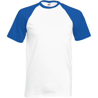 Camiseta de Béisbol Cuello y Mangas Contrastadas White / Royal Blue Xl