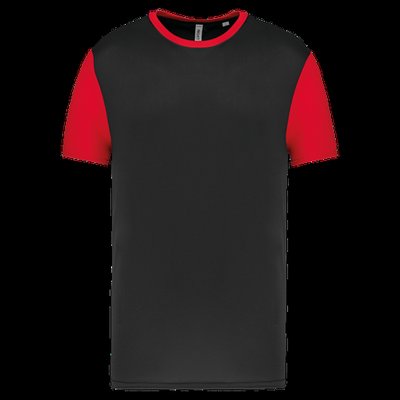 Camiseta bicolor adulto poliéster Black / Sporty Red 3XL