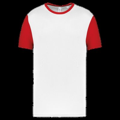 Camiseta bicolor adulto poliéster White / Sporty Red Xxl