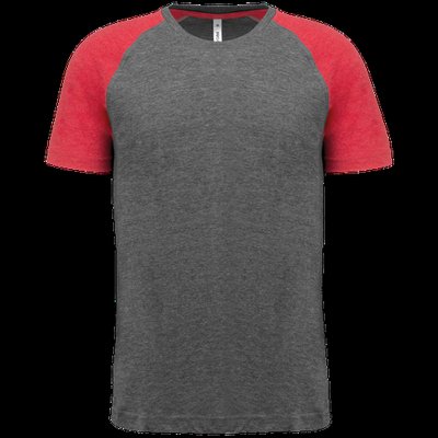 Camiseta bicolor Cuello redondo Grey Heather / Sporty Red Heather XL