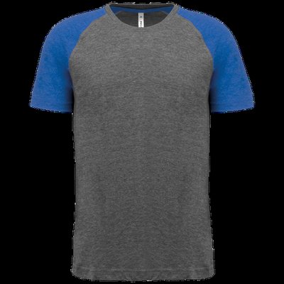Camiseta bicolor Cuello redondo Grey Heather / Sporty Royal Blue Heather S