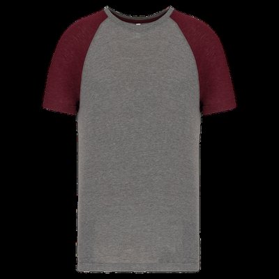 Camiseta bicolor Cuello redondo Grey Heather / Wine Heather 3Xl