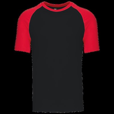 Camiseta bicolor manga corta hombre Black / Red M