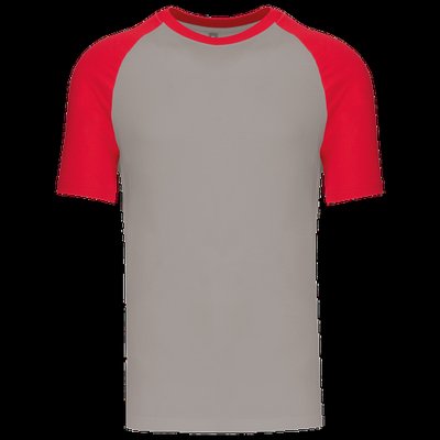 Camiseta bicolor manga corta hombre Light Grey / Red Xl