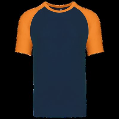 Camiseta bicolor manga corta hombre Navy / Orange XL