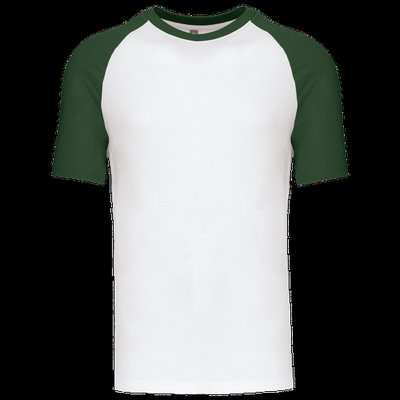 Camiseta bicolor manga corta hombre White / Forest Green S