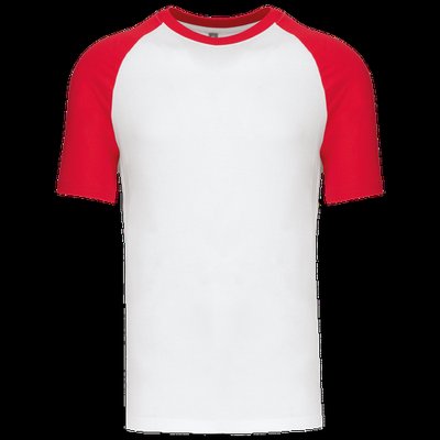 Camiseta bicolor manga corta hombre White / Red 3Xl