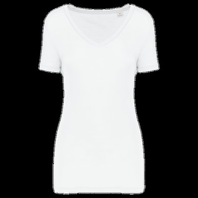 Camiseta de chica con cuello de pico White S