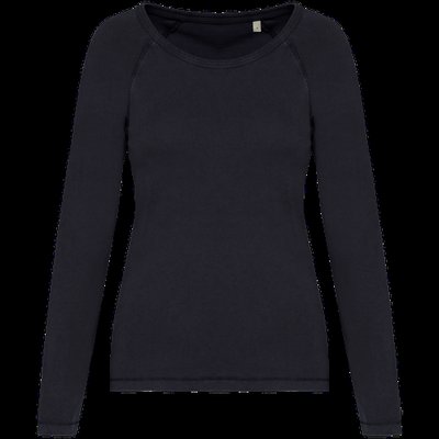 Camiseta de chica Mangas raglán Cuello redondo Washed Coal Grey M