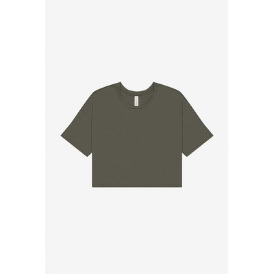 Camiseta crop mujer 100% algodón Military Green S