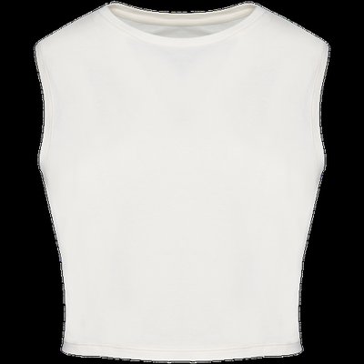 Camiseta crop top sin mangas Washed Ivory M