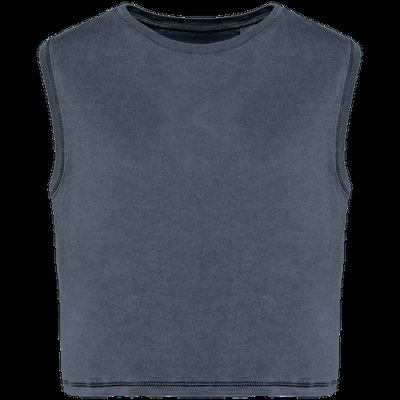 Camiseta crop top sin mangas Washed Mineral Grey M