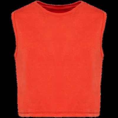 Camiseta crop top sin mangas Washed Paprika XS