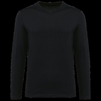 Camiseta cuello de pico hombre manga larga Black 3XL