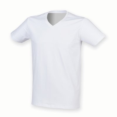 Camiseta cuello de pico hombre White L