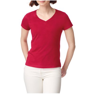 Camiseta cuello de pico para mujer de corte entallado Cherry Red L