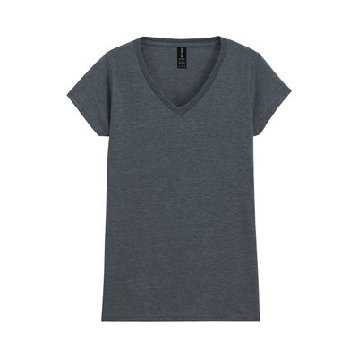 Camiseta cuello de pico para mujer de corte entallado Dark Heather L