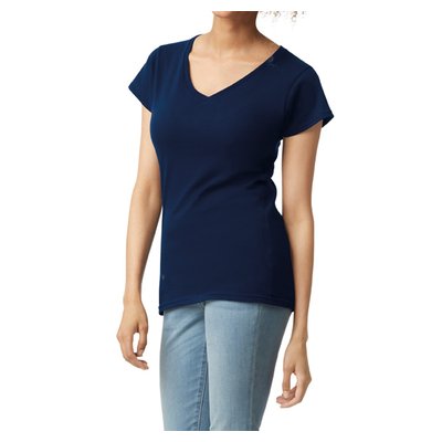 Camiseta cuello de pico para mujer de corte entallado Navy L