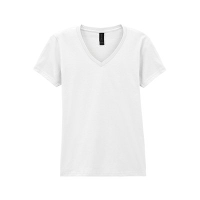 Camiseta cuello de pico para mujer de corte entallado White Xxl