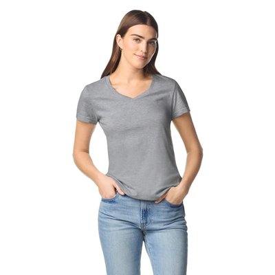 Camiseta cuello de pico para mujer de corte entallado