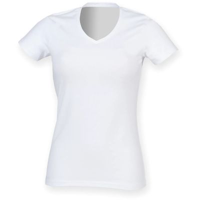 Camiseta cuello de pico para mujer White L