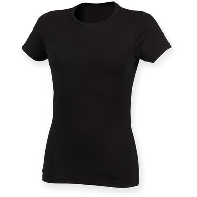 Camiseta cuello redondo mujer algodón Black M