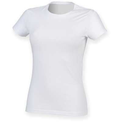 Camiseta cuello redondo mujer algodón White XS