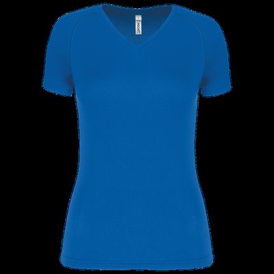 Camiseta de deporte mujer cuello de pico Aqua Blue S