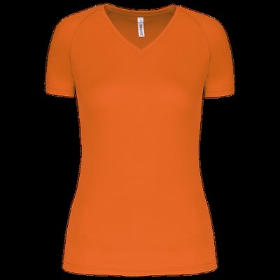 Camiseta de deporte mujer cuello de pico Fluorescent Orange Xl