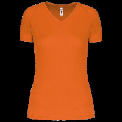 Camiseta de deporte mujer cuello de pico Fluorescent Orange Xxl