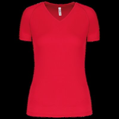 Camiseta de deporte mujer cuello de pico Red S