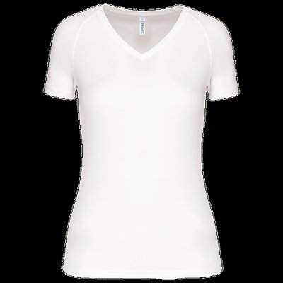 Camiseta de deporte mujer cuello de pico White Xxl
