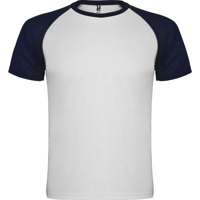 Camiseta Deportiva Bicolor Blanco / Marino L