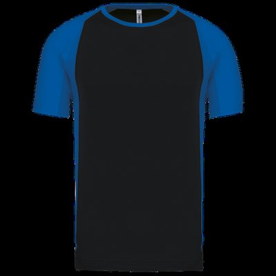 Camiseta deportiva bicolor manga corta Black / Aqua Blue 3XL