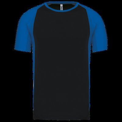 Camiseta deportiva bicolor manga corta Black / Aqua Blue XS