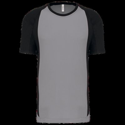 Camiseta deportiva bicolor manga corta Fine Grey / Black 4XL