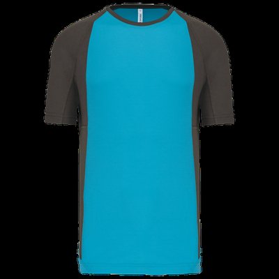 Camiseta deportiva bicolor manga corta Light Turquoise / Dark Grey 4XL