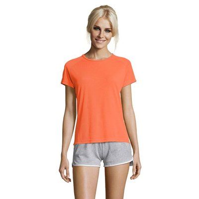 Camiseta Deportiva Mujer 140g Naranja Neón XL