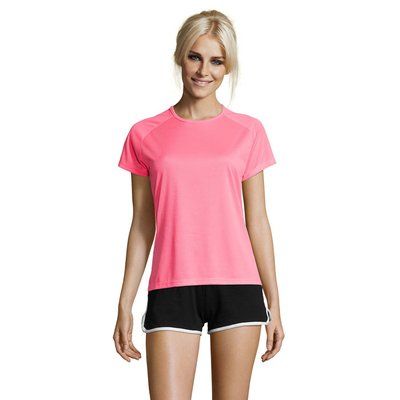 Camiseta Deportiva Mujer 140g Rosa Neón 2 M