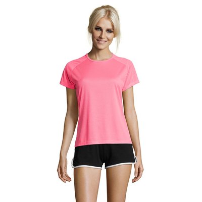 Camiseta Deportiva Mujer 140g Rosa Neón 2 Xs