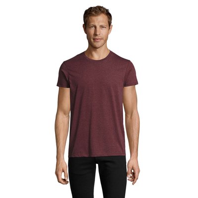 Camiseta Entallada Hombre Algodón Burdeos Jaspeado XXL