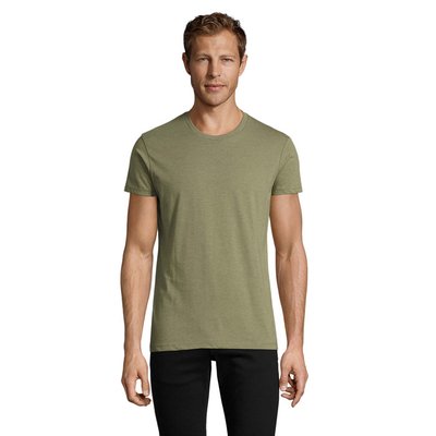 Camiseta Entallada Hombre Algodón Caqui Jaspeado XL